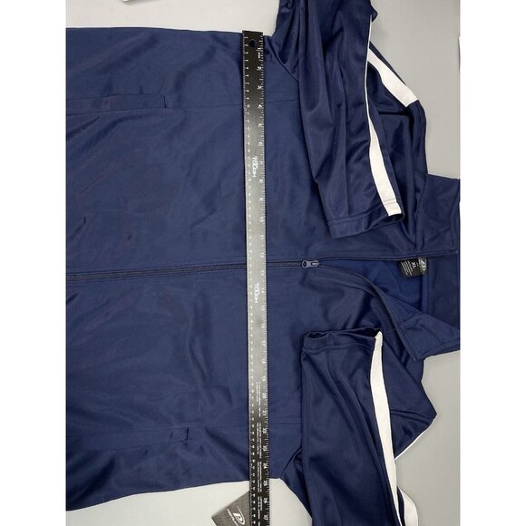 Pro Player Track Jacket Warm Up Athletic Full Zip Stripes Polyester Blue Mens XL - Picture 9 of 11